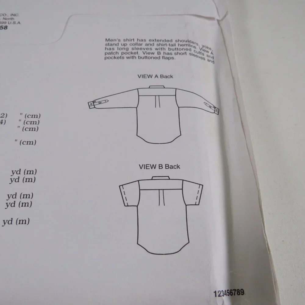 Kwik Sew 2258 clothing pattern Men's Shirt UNCUT Sm-XLg